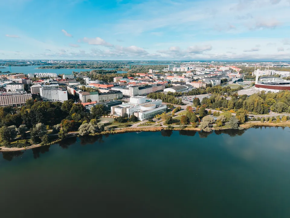 Aerial landscape photograph from above
