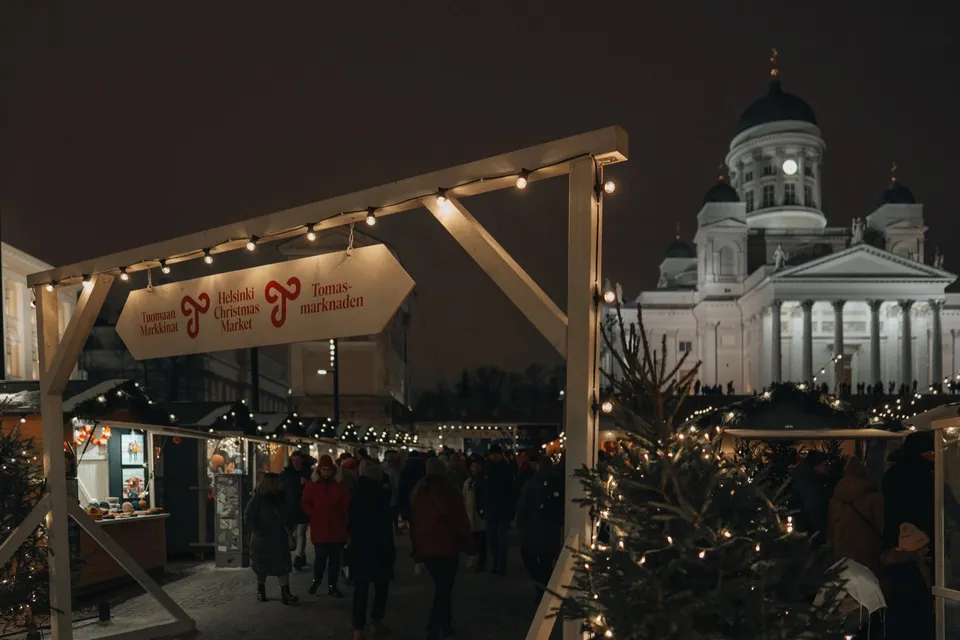 Night scene at Helsinki Christmas Market